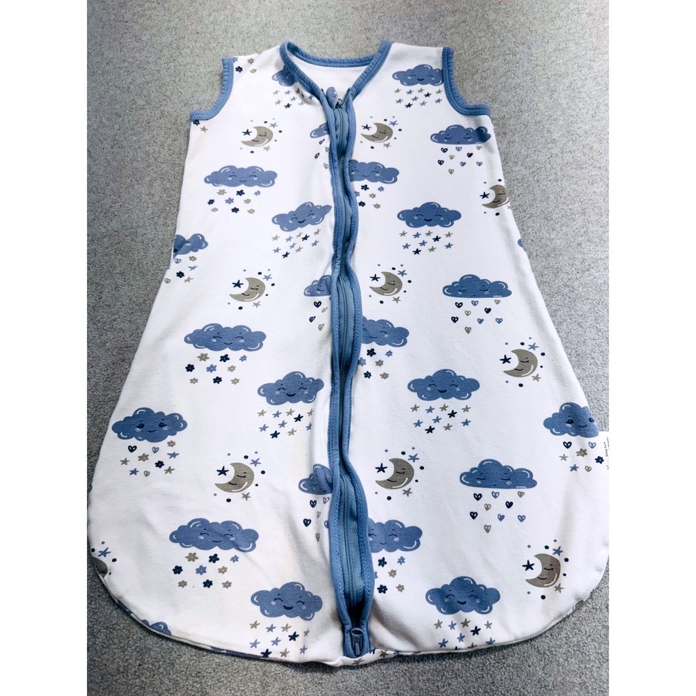 Yoefoss Baby Sleep Wearable Blanket Blue Clouds Moon Stars Size 0-6 Months Zip
